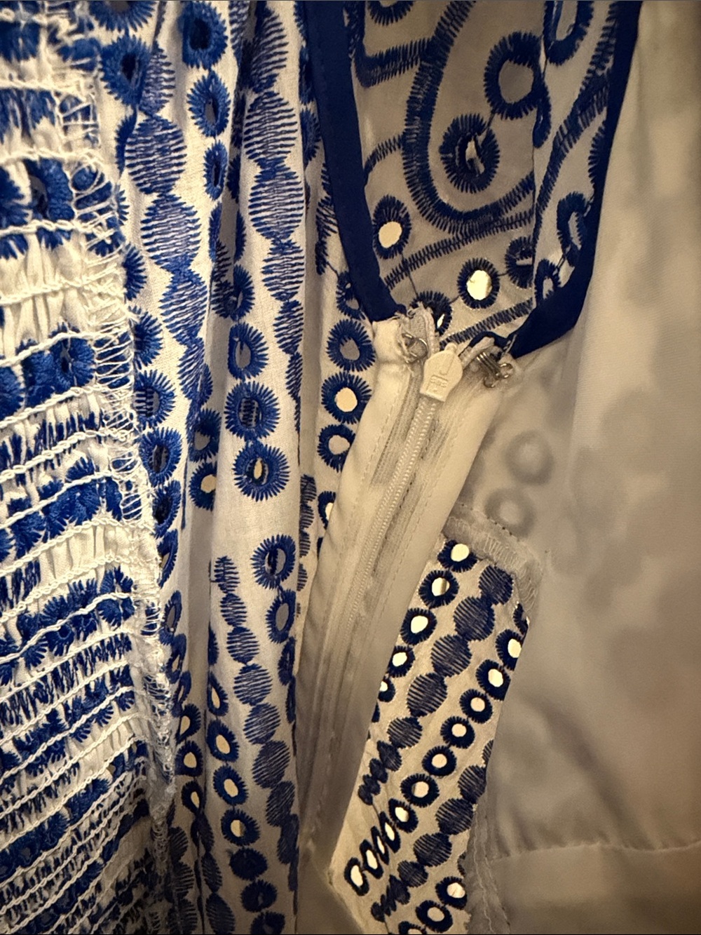 Blue & White Ruffled Off-Shoulder Dress - Picture 5 of 5